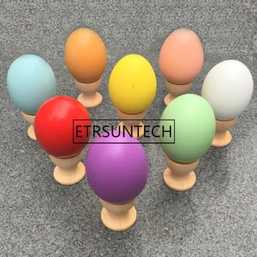 50pcs Wooden Easter Eggs Natural Wood Kids Pretend Play Kitchen Food Cooking Toys Party Child Toys Decors
