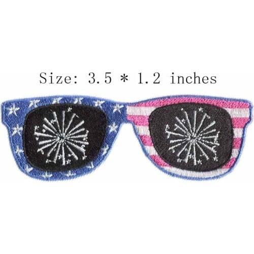 Flag glasses 3.5"wide embroidery for cloth patch/feature/fashion