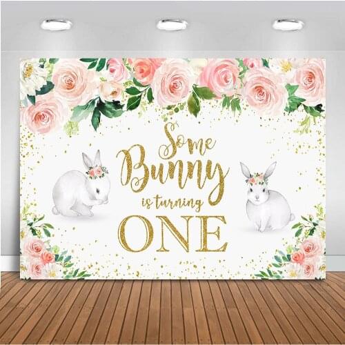Bunny 1st Birthday Party Backdrop Some Bunny is Truning One Photo Background Rabbit First Birthday Decoration newborn baby