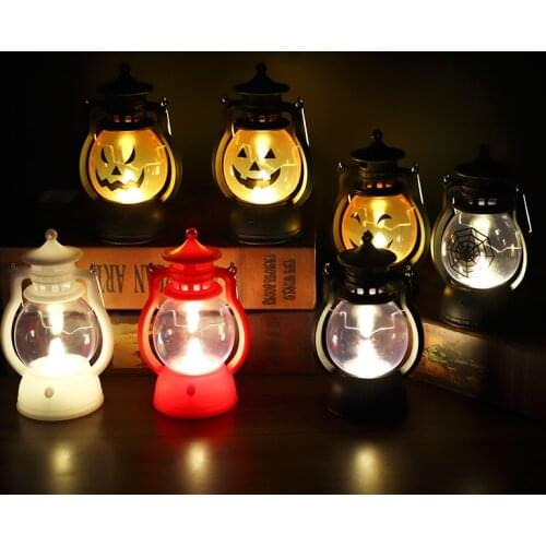 Retro Kerosene Lamp Christmas Halloween Pumpkin Portable Pony Lantern Night Light LED Electronic Decorative Candle Light
