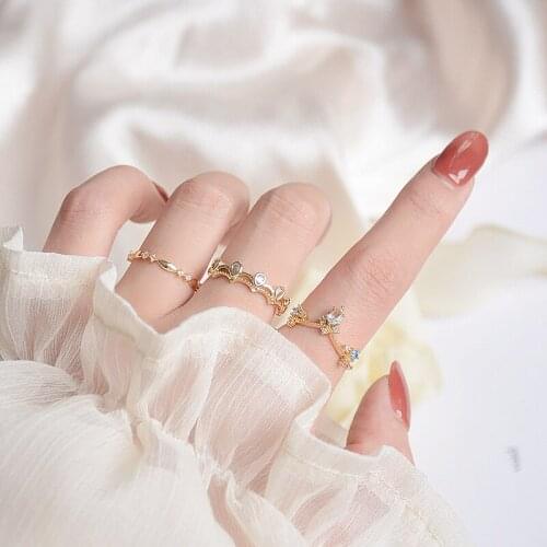 New 14k Real Gold Exquisitely Inlaid SS Zirconia Blue Crown Double Drop Opening Ring Wedding Bridal Jewelry Ladies Birthday Gift