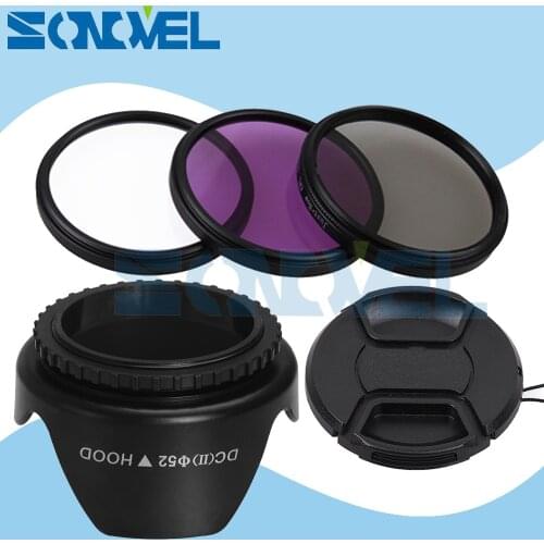 52mm UV CPL FLD Filter Kit+Front Lens Cap+Flower Lens Hood For Nikon D5600 D5500 D5300 D5200 D3400 D7500 D3200 And AF-S 18-55mm