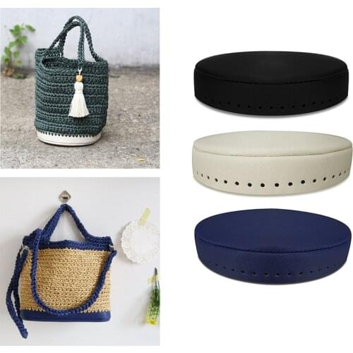 Leather Bag Base Shaper Bottom Knitting Crochet Bags Handbag Parts Accessories Women Bag Bottom Handmade Round Craft Crochet Pad