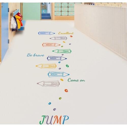 Creative Wall Stickers Pencil Jump Grid Game Decals Kindergarten Boy Girl Kids Room Decor Flooring Stickers DIY Home Decoration