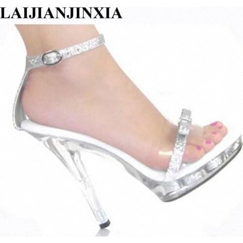 LAIJIANJINXIA 13cm Flash powder bow-tie powder bag and sandals, famous model runway shows shoe club sexy dancing shoes N-042