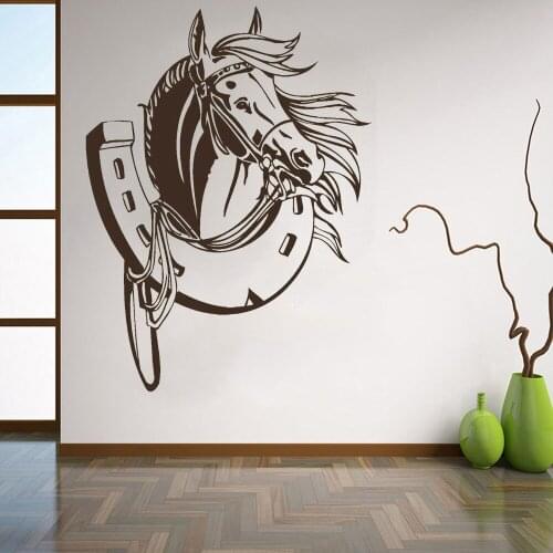 Horse Shoe Wall Sticker Large Vinyl Artistic Animals Pattern Wall Decals Home Decor For Living Room Study Room Wallpaper Y543