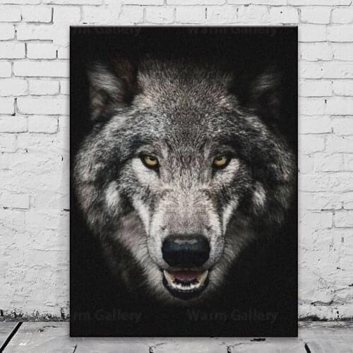 Wall Art HD Printed Wild Angry Wolf Head Pictures Cool Animal Canvas Home Decor Modular Painting Frame Cuadros For Living Room