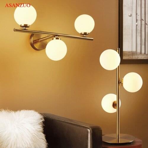 Nordic creative Glass Ball Wall Lamps living room metal wall light fashion modern bedside lamp Decor Luminaire 1/2 3heads