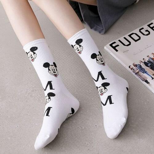Disney Mickey socks womens tube cartoon socks Japanese cute spring autumn thin cotton summer Ladies Socks