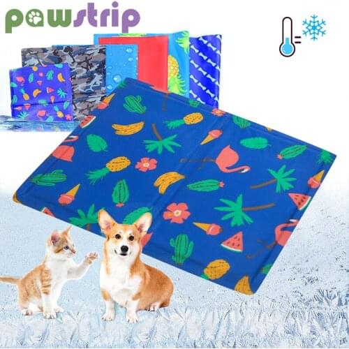 Pet Mat Cooling Summer Pad Mat For Dogs Cat Cartoon Print Floor Mat Soft Comfortable Heat Relief Cushion Puppy Cat sleeping Bed