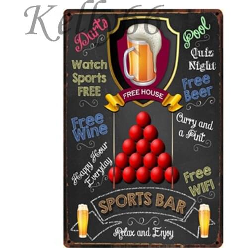 [ Kelly66 ] Snooker Bar Tin sign Poster Home Decor Wall Metal Painting 20*30 CM Size y-1018