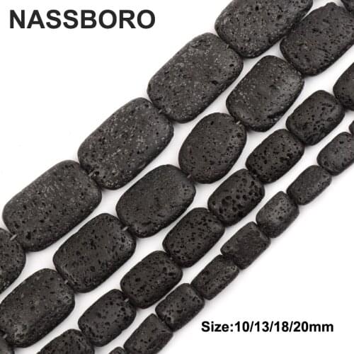 Rectangle Black Lava beads Natural Stone Square Shape Volcanic rock Loose bead Jewelry bracelet making DIY/Handmade