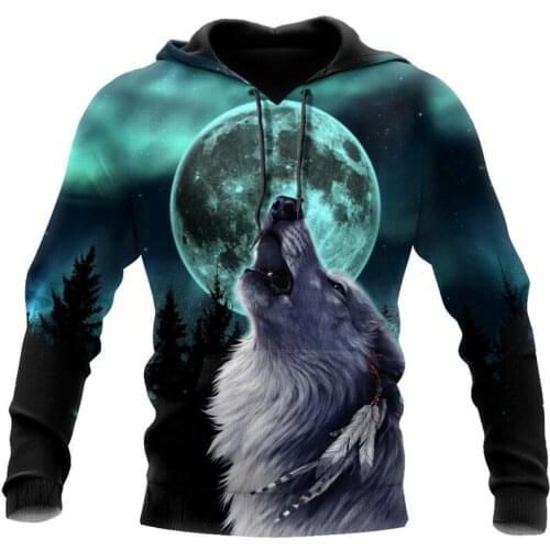 Latest wolf and Moon 3D full body printing Unisex luxury Hoodie mens Sweatshirt street style zipper Pullover casual jacket Swea