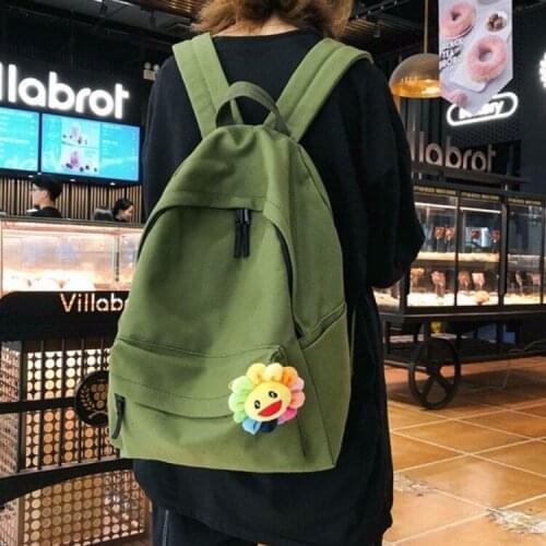 New Sunflower Korean girls backpack cute middle school students bag minimalist style solid color ins backpack