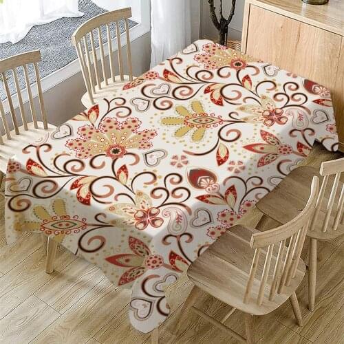 Craft Flower Painting Tablecloth Oilproof Waterproof Rectangular Table Cloth Family Banquet Practical Polyester Tablecloth