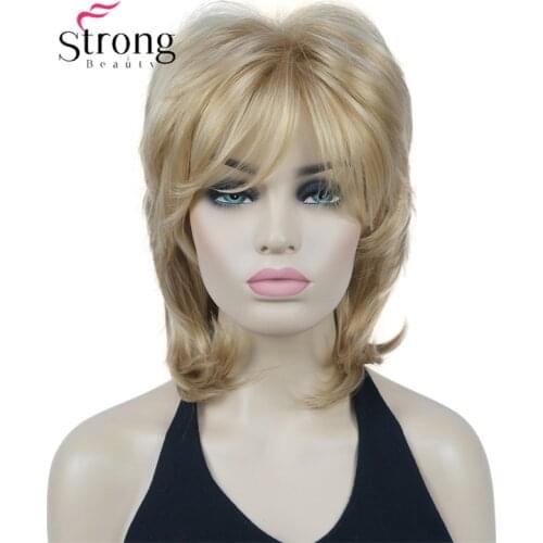 StrongBeauty Short Silky Soft Layered Light Brown Shag Style Full Synthetic Wig for Women