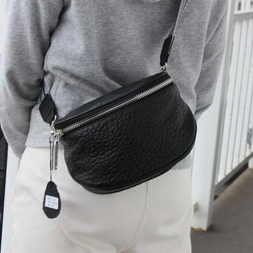 Summer Fashion Crossbody Bags For Women Wide Shoulder Strap Shoulder Bag Female Soft Real Leather Sheepskin Small Messenger Bag
