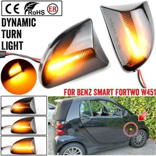 For Mercedes Benz Smart Fortwo W451 Coupe Cabrio LED Dynamic Blinker Side Marker Turn Signal Light Repeater Indicator 2007-2014