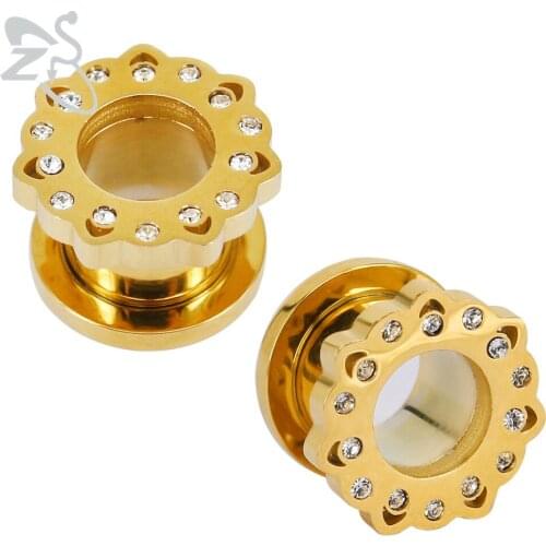 Flower Ear Plugs And Tunnels Stretching Surgical Steel Anti-allergy Ear Plug Piercings Fresh Fashion Jewellery For Women 8 10mm