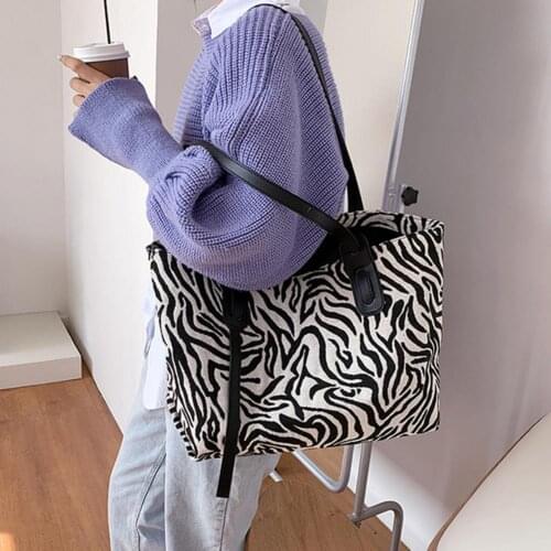 2021 New Shoulder Bag All-match Large Capacity Faux Leather Leopard Print Women Zip Closure Tote Handbag Bag for Daily Life