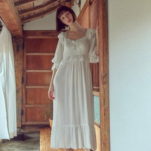 2 Colors Vintage Womens Princess Nightgown Pyjamas Ruffles Sleepwear.Lady Girl Royal Style Nightdress Lolita Pyjamas Nightwear