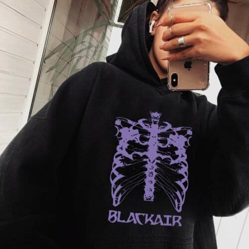 Winter Hip Hop Hoodie butterfly Picture Retro Female pullover Streetwear Harajuku High Street Oversized Gothic Black WhiteTops
