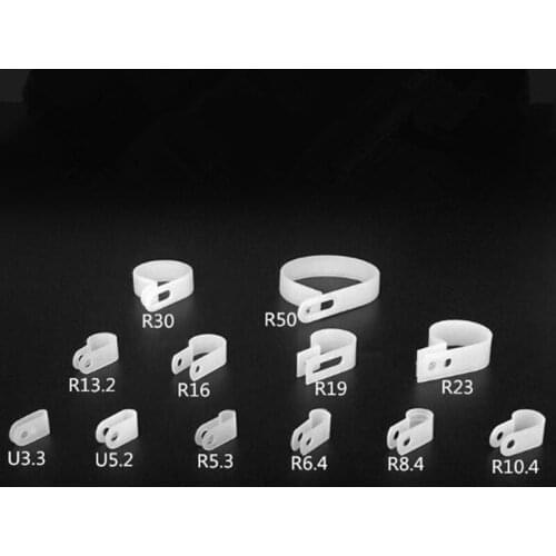 3.3-50mm 100pcs white R-Type Nylon Cable Clamp R-Type Cable Clamp Cable Clips