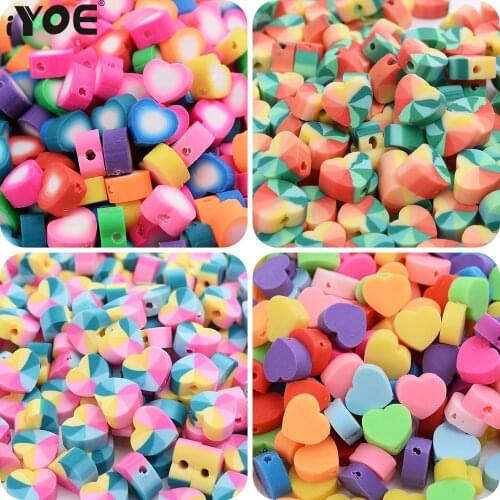 30/50/100pcs 10mm Multicolor Heart Clay Spacer Beads Polymer Clay Beads For Jewelry Making Phone Chain Handmade Accessories