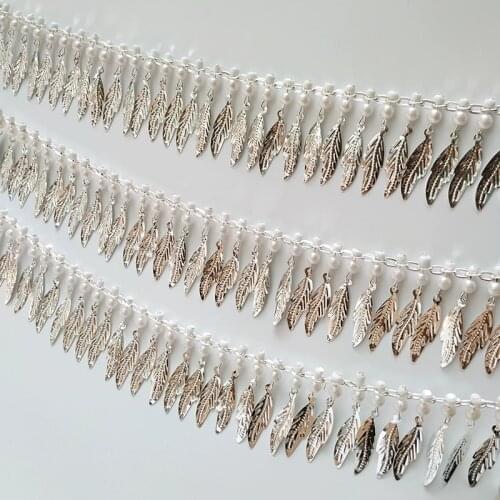 4.5cm wide silver chain leaf fringe Belly Dance Supplies Dancewear Costumes Fringe DIY Sewing Supplies