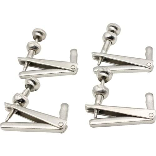 4 Pcs 3/4-4/4 Silver Cello Fine Tuner Fiddle String Adjuster Accessories Parts
