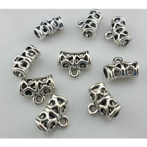 44pcs Tibetan Silver Charms Bails Spacer Beads Connectors Pendants 6x10x12mm Jewelry Findings