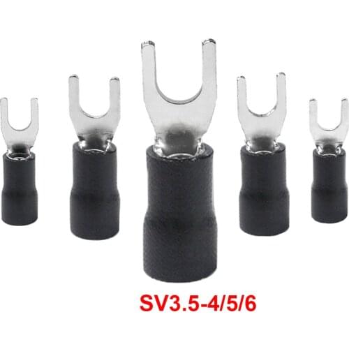 500pcs/bag SV3.5-4/5/6 Insulated Spade Terminal Block Connector Electrical Furcate Lug Crimp Cable Wire Forked End Insulation