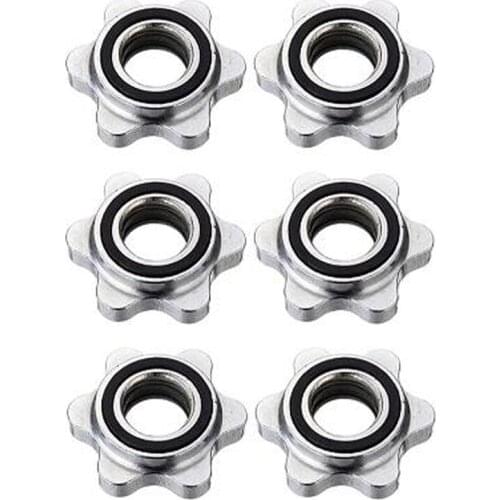 6 PCS Barbell Clamps, Hex Nut Replacement Durable Spin-Lock Collar Screw Hex Nut for Barbell