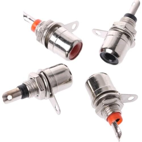 63HA 10 Pcs Nickel Plated RCA Phono Chassis Panel Mount Female Socket Adapter Red+Black
