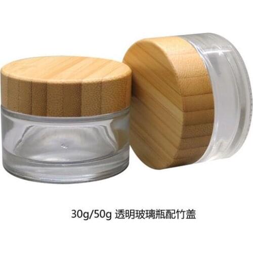 30/50g 10pcs/lot Cosmetics bottle jar High-grade nature bamboo cap cream bottle 30ml glass jar cosmetic bottle face cream bottle
