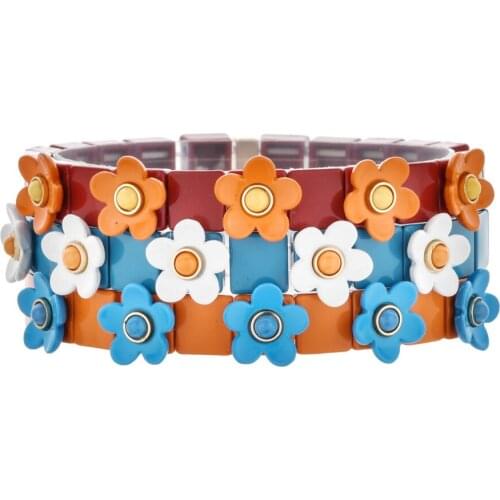 European and American Bohemian Style Colorful Womens Bracelet Bracelet DIY Flower Enamel Fashion Series Female Bangle Jewelry