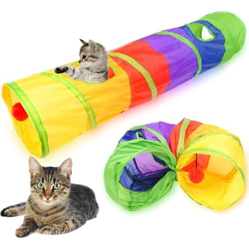 Color Foldable Toy Cat Tunnel Interactive Cat Toy Tube Collapsible Outdoor For Kitty Exercising Hiding Pet Tunnel Toy Supplies