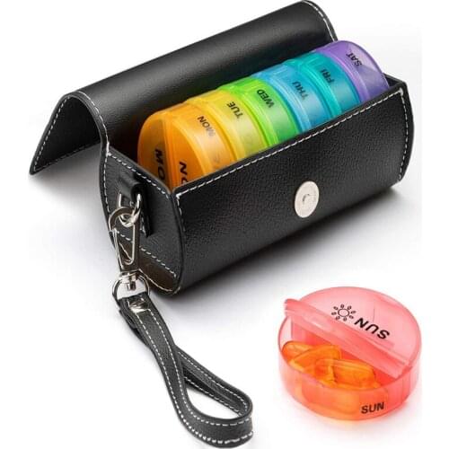 Weekly Pill Box 14-Compartment Color Plastic Pill Case Dispenser Convenient Travel Container Pill Organizer Box