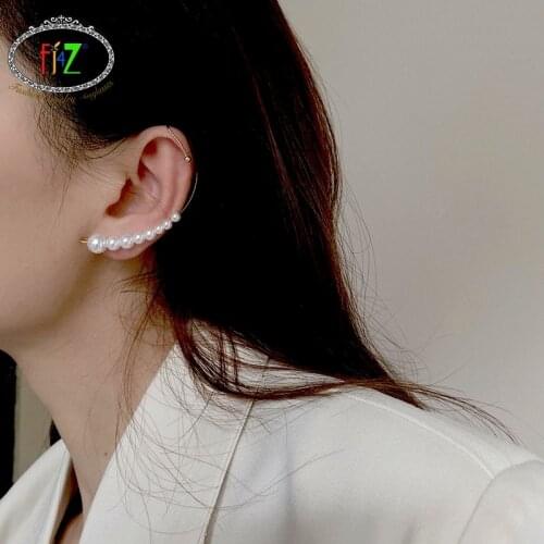 F.J4Z 1PC 2021 Trend Ear Cuffs for Women Fashion Simulated Pearl Cuff Earrings Non-piercing Durable Color Lady Earring Gifts