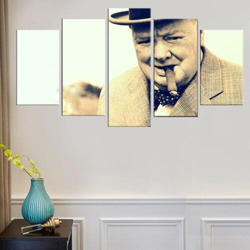HD print 5 piece canvas art Churchill Britain politician poster and prints wall home decor pictures for living room frame