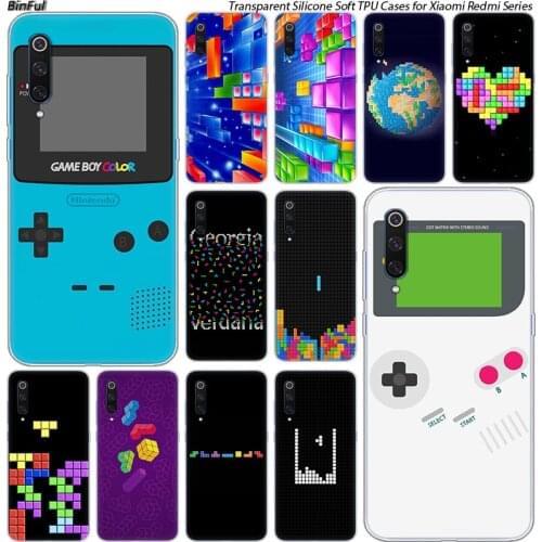 Hot Classic Games Tetris Silicone Case For Xiaomi Pocophone F1 9T 9 9SE 8 A2 Lite A1 A2 Mix3 Redmi K20 7A Note 4 4X 5 6 7 Pro S2