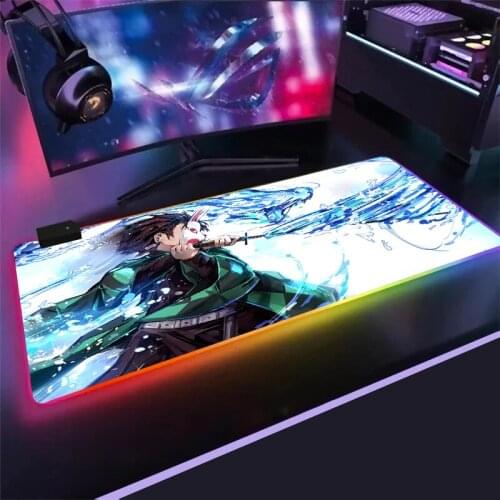 Demon Slayer Kimetsu No Yaiba Gaming RGB Large Mousepad LED Lighting USB Keyboard Colorful Desk Pad Mice Mat for PC Laptop mat