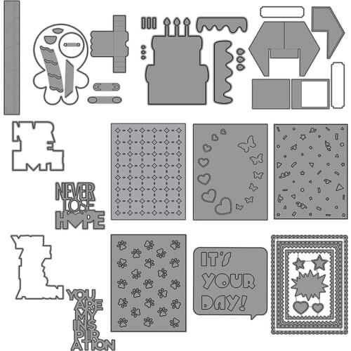 Gingerbread Birthday Cake Diamond Butterflies Rectangle Background Its Your Day Metal Cutting Dies Scrapbooking For Card Making