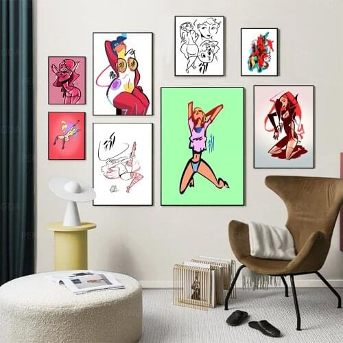 HD Print Painting Home Decor Stick Figure Canvas Posters Modular Pictures Modern Women Portrait Living Room No Frame Wall Art