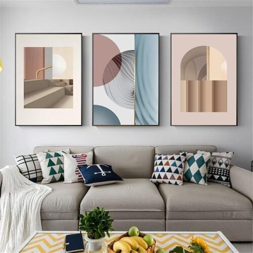 Boho Style Canvas Painting Abstract Beige Space Geometry Wall Art Picture Posters and Prints Interior for Living Room Home Decor