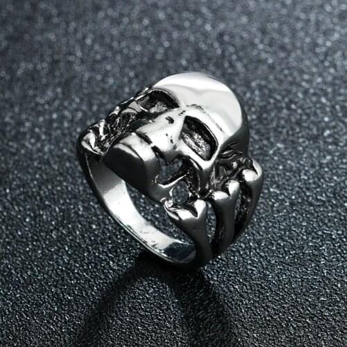 New Fashion Vintage Skull Gothic Men Ring Retro Hiphop Punk Male Rings For Women Party Steampunk Boyfriend Jewelry Gift