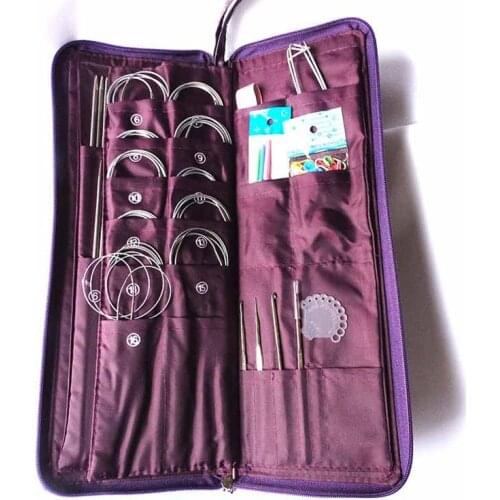 Ring Circular Needles Crochet Hooks Stainless Straight Needles Weave Stitches Knitting Craft Case Double Head Needle
