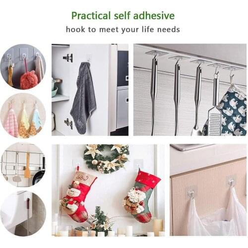 1/10pcs New Wall Hooks Waterproof Oil Proof Self Adhesive Transparent Seamless Hook Reusable Hanging Bathroom Kitchen Offices