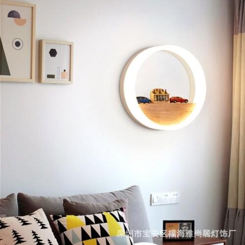 Loft abajur living room decoration lampes suspendues iron wood corridor bedroom aisle lampara pared home deco wall lamp