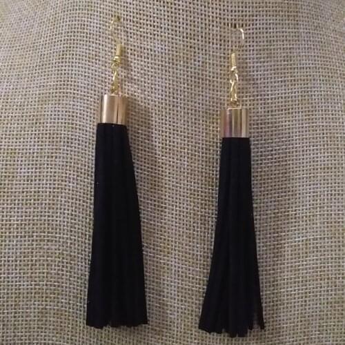 Fashion Long Suede Tassel Drop Earrings Black White Earrings Women Gold Hooks Drop Earrings Jewelry Party Gifts